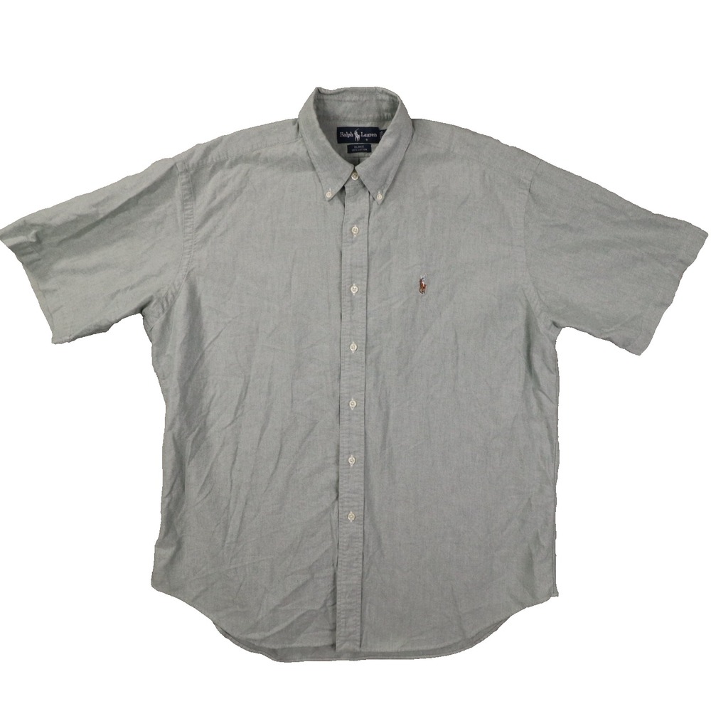 Ralph Lauren Blake Vintage Men's Large Green Short Sleeve Button Up Shirt Preppy